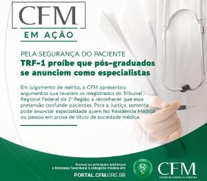 TRF1 acolhe recurso do CFM e probe anncio de especializao apenas com ps-graduao