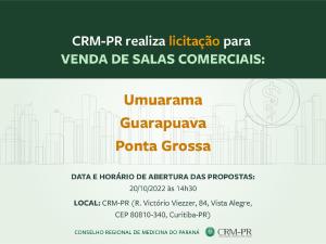 CRM-PR vende salas comerciais em trs cidades; abertura das propostas nesta quinta (20)